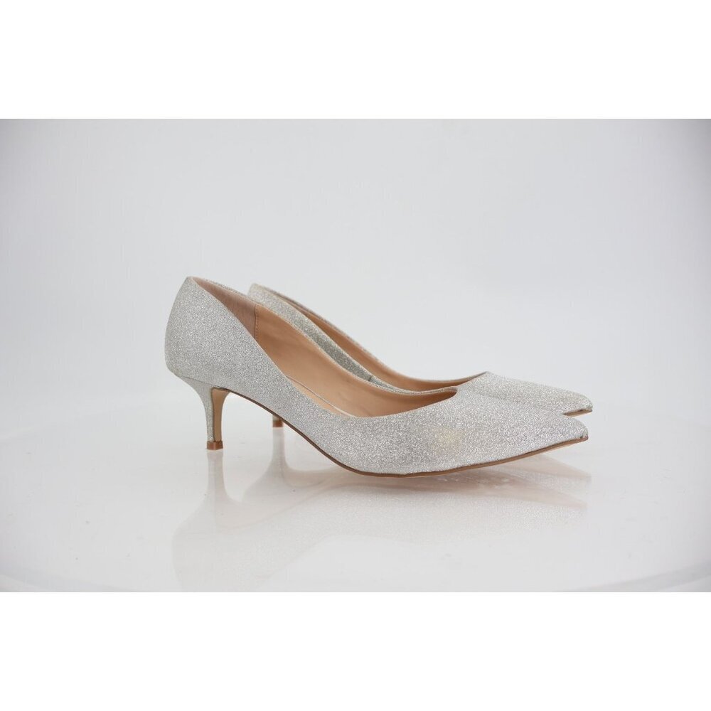 Jewel Badgley Mischka Royalty Pump Women's Size 6 Silver Glitter Bridal Pointed